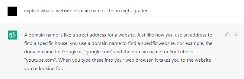 A Simplified Explanation of Domain Name by ChatGPT