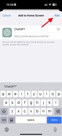 Add Button on iOS Home Screen