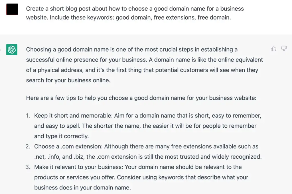 Create Short Blog Post Example Written by ChatGPT