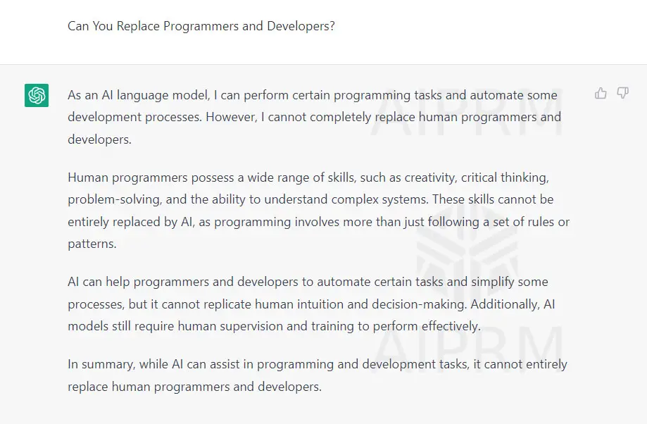 Chat GPT Answered about Programmers