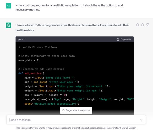 Write Python Program By Chat GPT