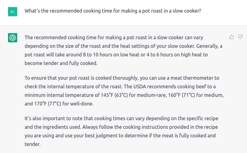 recommended cooking time for making a pot roast